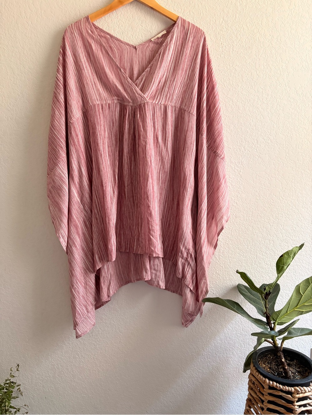 Boho mauve pink striped oversized kaftan blouse by Easel medium